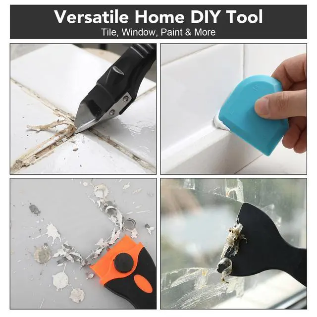 Alt view image 6 of 7 - Caulk Gun Kit With Scraper Tools, 10 Oz, For Kitchen Bathroom | Drip-Free Caulk Gun, 360° Rotating Barrel, 15:1 Thrust Ratio, Plastic And Metal Scrapers, Pouch Included