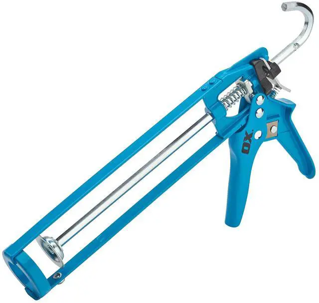 Main image of Caulk Gun No Drip 10 oz Dripless Caulking Gun Skeleton Frame | Manual silicone gun, 10:1 thrust ratio, on/off drip switch, built-in spout cutter and seal punch