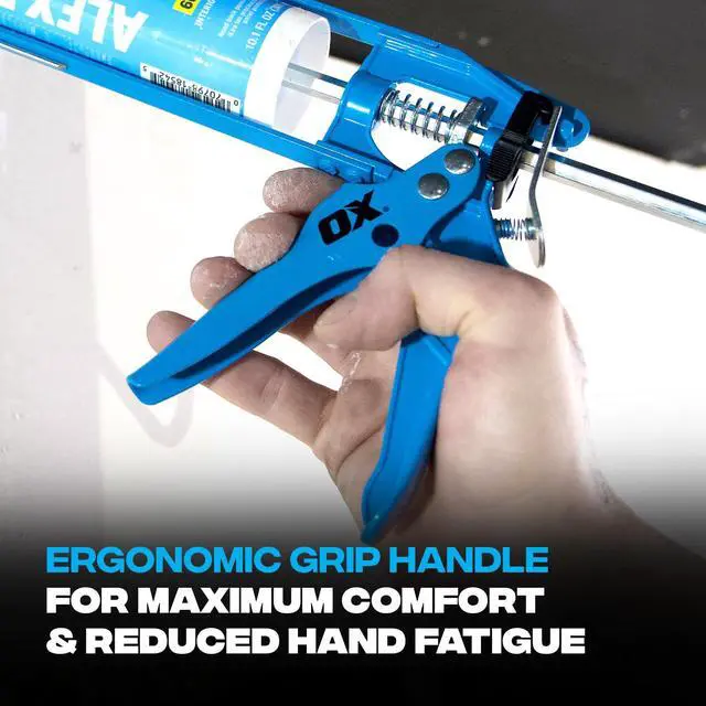 Alt view image 6 of 7 - Caulk Gun No Drip 10 oz Dripless Caulking Gun Skeleton Frame | Manual silicone gun, 10:1 thrust ratio, on/off drip switch, built-in spout cutter and seal punch