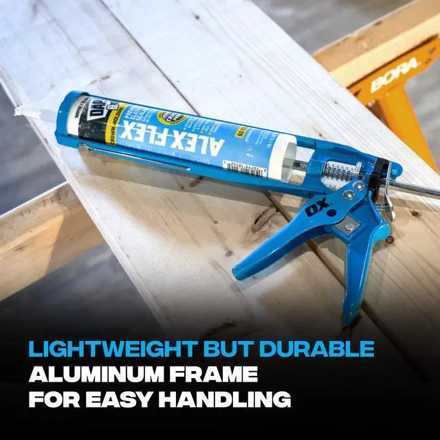 Alt view image 7 of 7 - Caulk Gun No Drip 10 oz Dripless Caulking Gun Skeleton Frame | Manual silicone gun, 10:1 thrust ratio, on/off drip switch, built-in spout cutter and seal punch