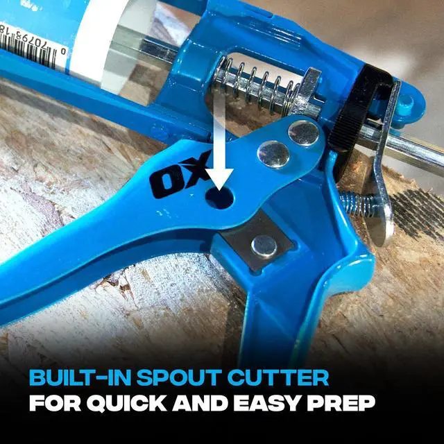 Alt view image 5 of 7 - Caulk Gun No Drip 10 oz Dripless Caulking Gun Skeleton Frame | Manual silicone gun, 10:1 thrust ratio, on/off drip switch, built-in spout cutter and seal punch