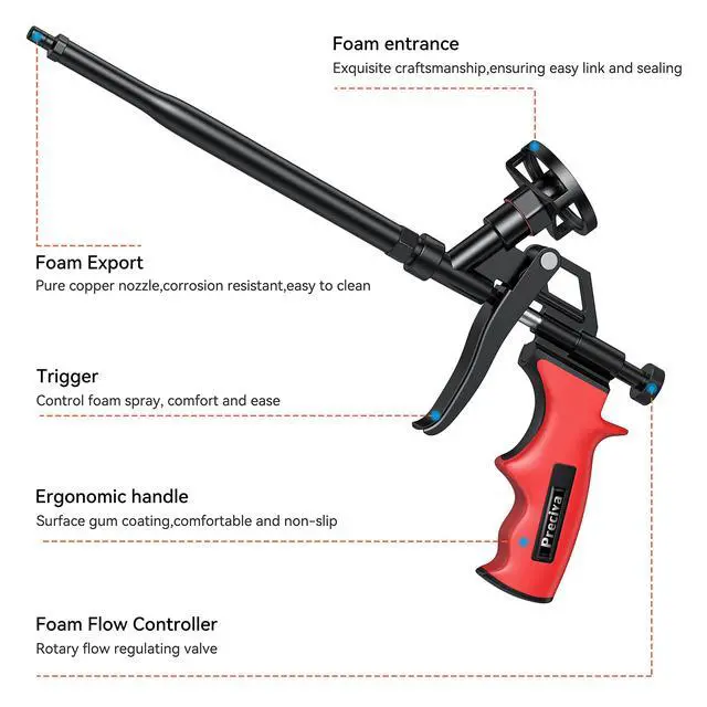 Alt view image 3 of 7 - Foam Gun, Professional Foaming Gun Heavy Duty PU Expanding Foam Gun Caulking Gun Spray Application Applicator for Caulking, Fillingg