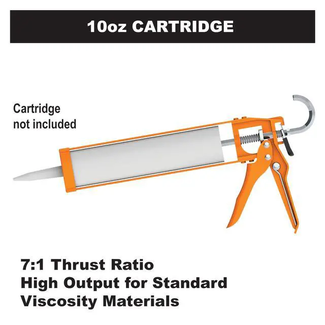 Alt view image 2 of 6 - Engineering Company B1 B-Line Manual Skeleton Cartridge Caulking Gun, No Drip, 1/10 Gallon (10oz), 7:1 Drive