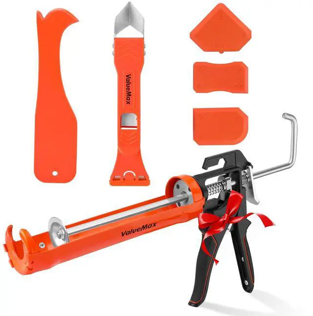 Main image of Caulk Tool Kits and Caulk Gun, Silicone Caulking Gun | 6Pcs caulk toos, 10 OZ Silicone Caulking Gun, 3 in 1 Sealant Finishing Grout Scraper, Use for Bathroom Kitchen Sink Joint