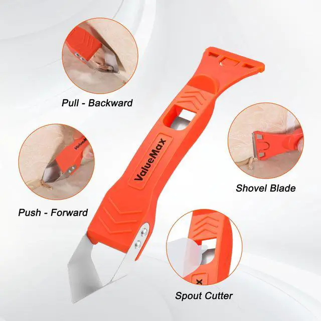 Alt view image 3 of 7 - Caulk Tool Kits and Caulk Gun, Silicone Caulking Gun | 6Pcs caulk toos, 10 OZ Silicone Caulking Gun, 3 in 1 Sealant Finishing Grout Scraper, Use for Bathroom Kitchen Sink Joint