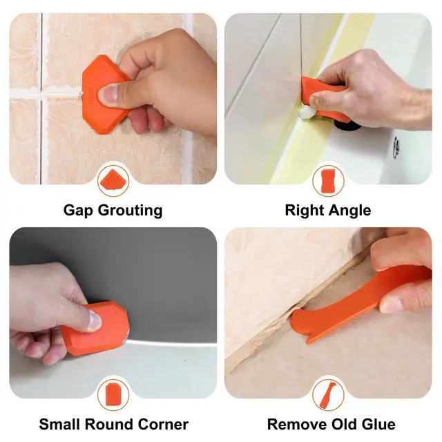 Alt view image 5 of 7 - Caulk Tool Kits and Caulk Gun, Silicone Caulking Gun | 6Pcs caulk toos, 10 OZ Silicone Caulking Gun, 3 in 1 Sealant Finishing Grout Scraper, Use for Bathroom Kitchen Sink Joint
