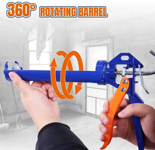 Alt view image 3 of 6 - Caulking Gun, No Drip Caulk Gun,9" Drip Free Adjustable Hand Caulking Gun with Comfort Grip and 360° Rotary Design, Smooth Round Rod for 10oz Caulk Tubes,WCG4109D, Blue