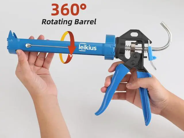 Alt view image 4 of 7 - Professional Caulk Guns, Heavy Duty Caulking Gun,Thrust Ratio 14:1,No-drip Rotating Barrel,10OZ Silicone Sealant gun, Come with Putty Knife,Caulk Finishing,Smoothing&Grout Removal Tool Kit