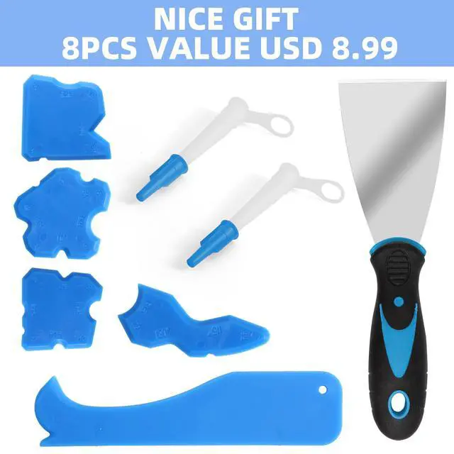 Alt view image 3 of 7 - Professional Caulk Guns, Heavy Duty Caulking Gun,Thrust Ratio 14:1,No-drip Rotating Barrel,10OZ Silicone Sealant gun, Come with Putty Knife,Caulk Finishing,Smoothing&Grout Removal Tool Kit