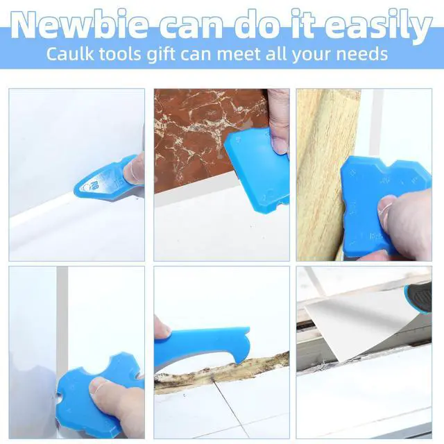 Alt view image 6 of 7 - Professional Caulk Guns, Heavy Duty Caulking Gun,Thrust Ratio 14:1,No-drip Rotating Barrel,10OZ Silicone Sealant gun, Come with Putty Knife,Caulk Finishing,Smoothing&Grout Removal Tool Kit