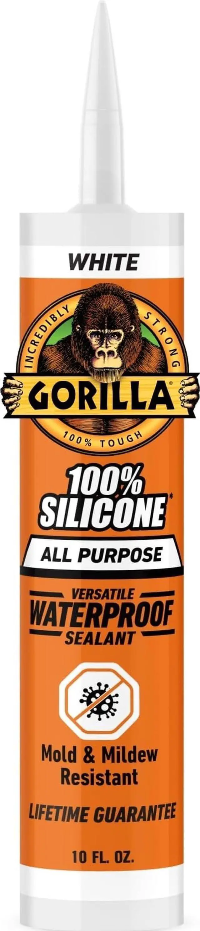 Main image of 100% Silicone Waterproof Caulk, All-Purpose, White, 10 oz Cartridge | 30-Minute Water-Ready Cure, Mold and Mildew Resistant, Highly Flexible Sealant