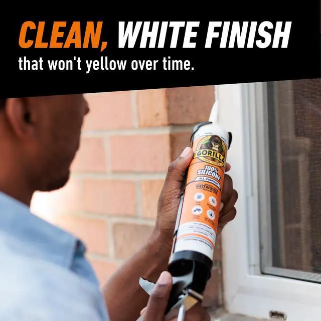 Alt view image 6 of 7 - 100% Silicone Waterproof Caulk, All-Purpose, White, 10 oz Cartridge | 30-Minute Water-Ready Cure, Mold and Mildew Resistant, Highly Flexible Sealant