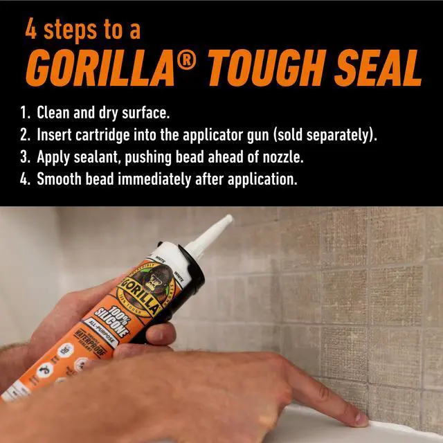 Alt view image 4 of 7 - 100% Silicone Waterproof Caulk, All-Purpose, White, 10 oz Cartridge | 30-Minute Water-Ready Cure, Mold and Mildew Resistant, Highly Flexible Sealant