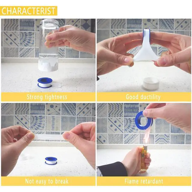 Alt view image 5 of 7 - 8 Rolls 1/2 Inch(W) X 520 Inches(L) Teflon Plumbers Tape,Pipe Sealing & Plumbing Thread Tape,PTFE Water Sealant Seal for Shower Head,White