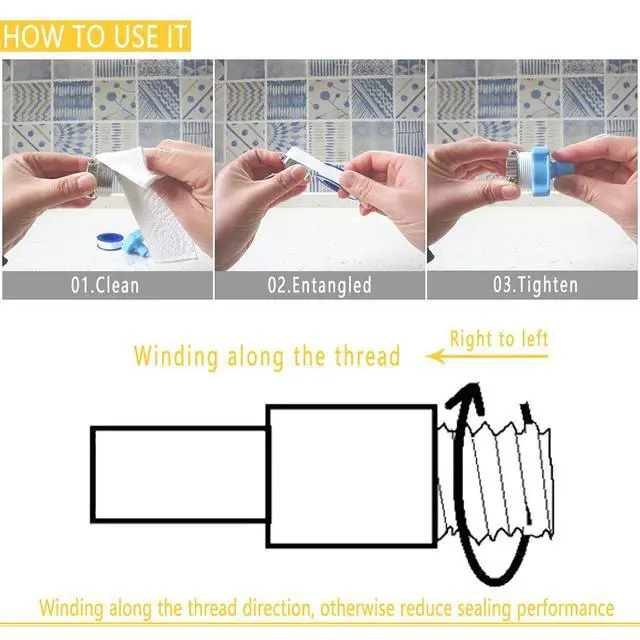 Alt view image 6 of 7 - 8 Rolls 1/2 Inch(W) X 520 Inches(L) Teflon Plumbers Tape,Pipe Sealing & Plumbing Thread Tape,PTFE Water Sealant Seal for Shower Head,White