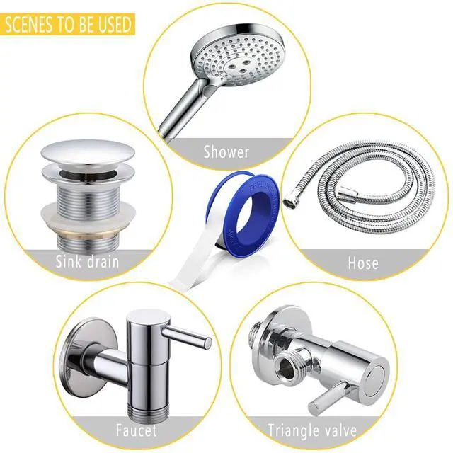 Alt view image 7 of 7 - 8 Rolls 1/2 Inch(W) X 520 Inches(L) Teflon Plumbers Tape,Pipe Sealing & Plumbing Thread Tape,PTFE Water Sealant Seal for Shower Head,White