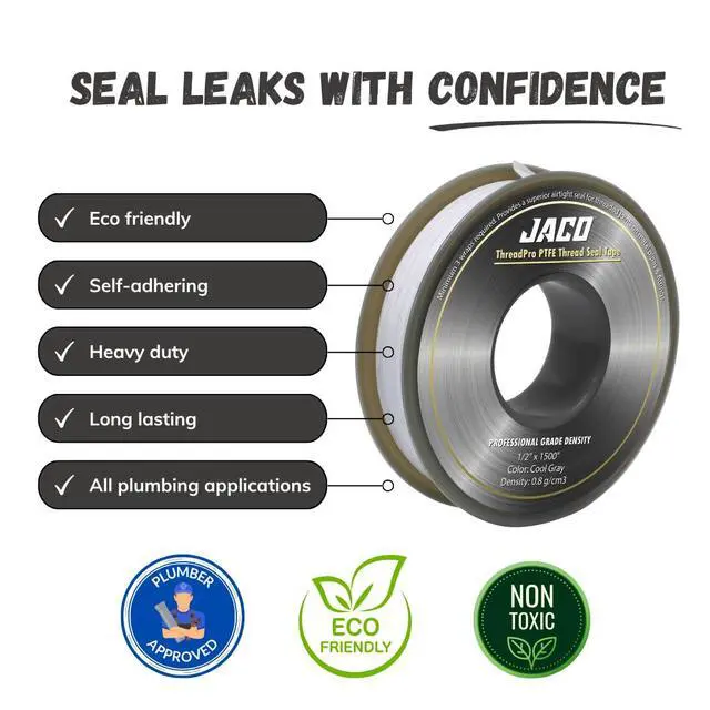 Alt view image 2 of 6 - ThreadPro High-Density Thread Seal Tape - 1/2" x 125 ft. (Mega Roll) | Professional PTFE Pipe Sealant | Plumbers Tape