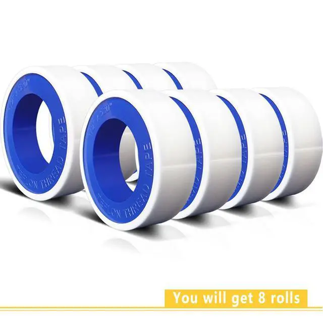 Alt view image 2 of 7 - 8 Rolls 1/2 Inch(W) X 520 Inches(L) Teflon Plumbers Tape,Pipe Sealing & Plumbing Thread Tape,PTFE Water Sealant Seal for Shower Head,White