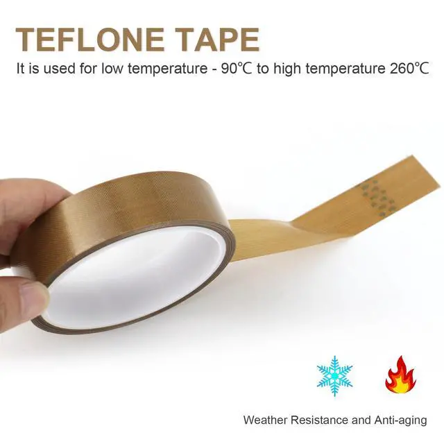 Alt view image 4 of 7 - Teflone Tape PTFE Glass Cloth Coated, (1-inch x 33 Feet x 0.18mm) High Temperature Fiberglass Adhesive Tape for Vacuum Sealer Machine