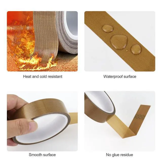 Alt view image 7 of 7 - Teflone Tape PTFE Glass Cloth Coated, (1-inch x 33 Feet x 0.18mm) High Temperature Fiberglass Adhesive Tape for Vacuum Sealer Machine