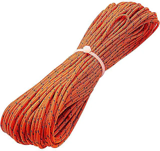 Main image of 1.8mm Fluorescent Reflective Guyline Tent Rope Camping Cord Paracord 65 Feet (Orange, 20m)