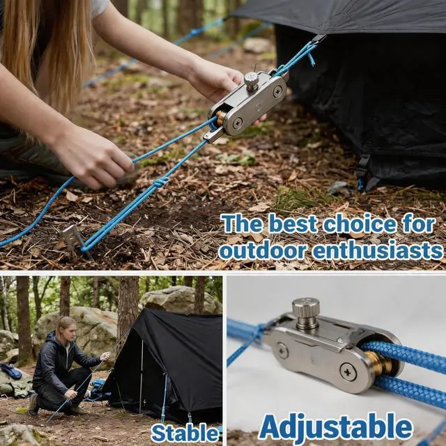 Alt view image 3 of 7 - Rope Rollers 6 Pack Paracord Tent Guy Line Adjusters with Reflective Cord | No-Knot Paracord Locks for Camping,Tarps,Awnings,Boat Covers & Outdoor Tie-Downs,Compact Carry Case Included
