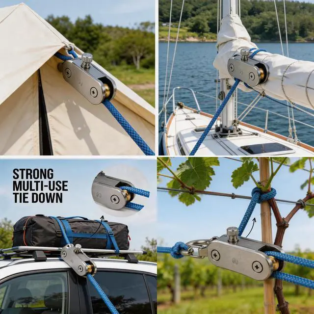 Alt view image 5 of 7 - Rope Rollers 6 Pack Paracord Tent Guy Line Adjusters with Reflective Cord | No-Knot Paracord Locks for Camping,Tarps,Awnings,Boat Covers & Outdoor Tie-Downs,Compact Carry Case Included