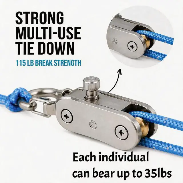 Alt view image 6 of 7 - Rope Rollers 6 Pack Paracord Tent Guy Line Adjusters with Reflective Cord | No-Knot Paracord Locks for Camping,Tarps,Awnings,Boat Covers & Outdoor Tie-Downs,Compact Carry Case Included