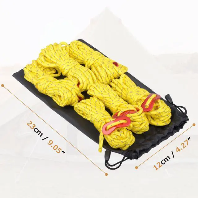 Alt view image 7 of 7 - Reflective Tent Guide Rope Lightweight Guy Line Cord with Aluminum Adjuster Tensioner for Camping Hiking Backpacking - Essential Survival Gear 13 ft per piece (Orange - 4mm - 12 Pack)