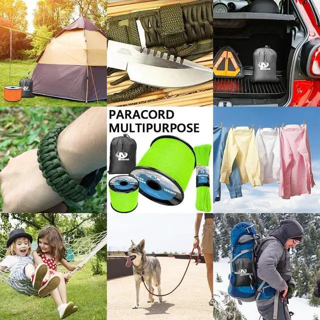 Alt view image 6 of 7 - 750Ib Reflective Paracord Rope, para Cord Lanyard, Parachute Spool Cord | 100', 4mm 11 Strand Polyester Rope for Hammock, Camping, Hiking, Shoelaces, Tent Guylines, Fade-resistant, Green