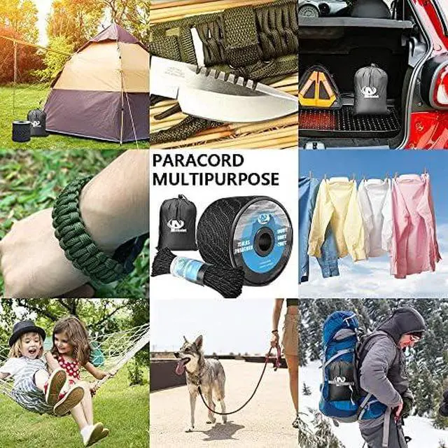 Alt view image 7 of 7 - 750Ib Reflective Paracord Rope, para Cord Lanyard, Parachute Spool Cord | 100', 4mm 11 Strand Polyester Rope for Hammock, Camping, Hiking, Shoelaces, Tent Guylines, Fade-resistant, Green