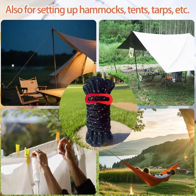Alt view image 5 of 6 - Lightweight Tent Guy Lines with Aluminum Tensioners6-Pack | Black
