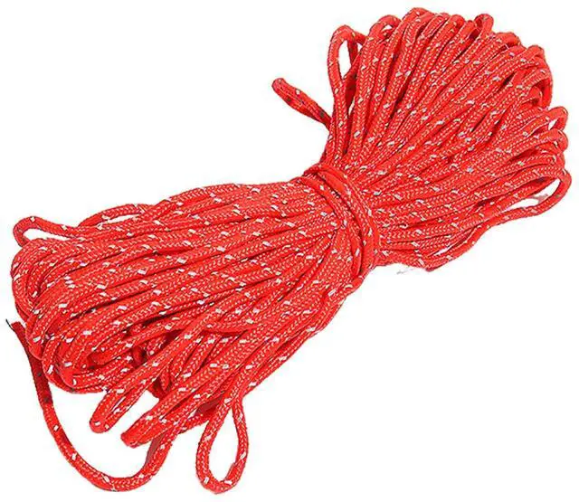 Main image of 2mm Reflective Thin Paracord Rope - 65ft Dyneema Guy Lines for Tent, Tarp, Camping, Kite, Fluorescent Micro Paracord (Red, 65 Feet)