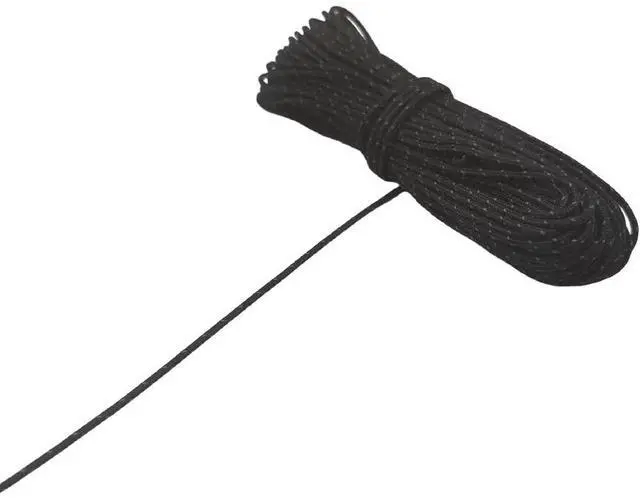Alt view image 3 of 7 - 2mm Reflective Guyline Paracord, 65 Feet, Black | Ultralight Thin Cord Rope for Tarp Rain Fly Tent Camping