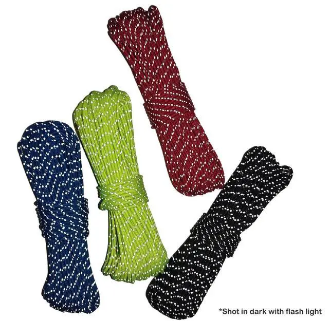 Alt view image 6 of 7 - 2mm Fluorescent Reflective Guyline Camping Paracord, Ultralight Thin Cord Rope for Tarp Rain Fly Tent Camping, 65 Feet (Green) | Ultralight Thin Cord Rope for Tarp Rain Fly Tent Camping