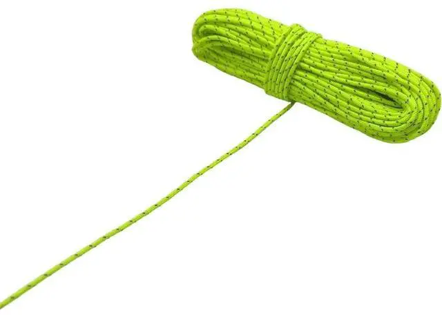 Alt view image 3 of 7 - 2mm Fluorescent Reflective Guyline Camping Paracord, Ultralight Thin Cord Rope for Tarp Rain Fly Tent Camping, 65 Feet (Green) | Ultralight Thin Cord Rope for Tarp Rain Fly Tent Camping