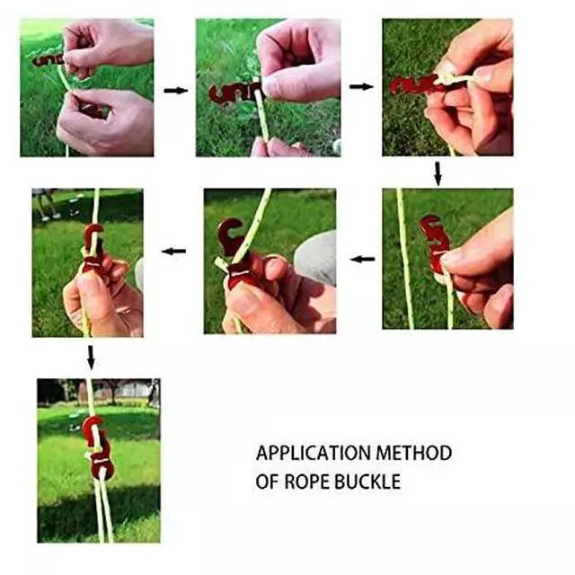 Alt view image 4 of 6 - Tent Wind Ropes with Tensioners Cord Adjuster, 4pcs 13ft Reflective Rope for Camping, Hiking, Canopy Shelter, Outdoor Activity(Black)