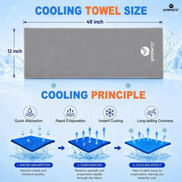 Alt view image 5 of 5 - 4 Pack Cooling Towels (40"x12"), Ice Cool for Neck & Face | Soft Breathable Microfiber, Instant Cool Sports Towel for Gym, Yoga, Golf, Running, Camping, Outdoor Activities & Hot Weather
