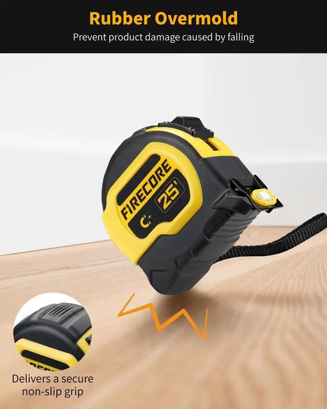 Alt view image 5 of 7 - Tape Measure 25 ft with 1/8 Fractions, Magnetic Measuring Tape Retractable | 1 Inch Wide Easy Read Both-Side Measurement Tape with Nylon Coating, Finger Brake for Construction Carpenter