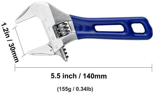 Alt view image 3 of 7 - Large Opening Adjustable Wrench Spanner with Short Handle 5''(Max Opening: 30mm/1.2 inch)
