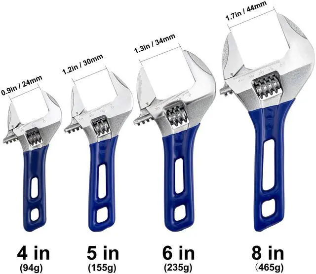 Alt view image 5 of 7 - Large Opening Adjustable Wrench Spanner with Short Handle 5''(Max Opening: 30mm/1.2 inch)