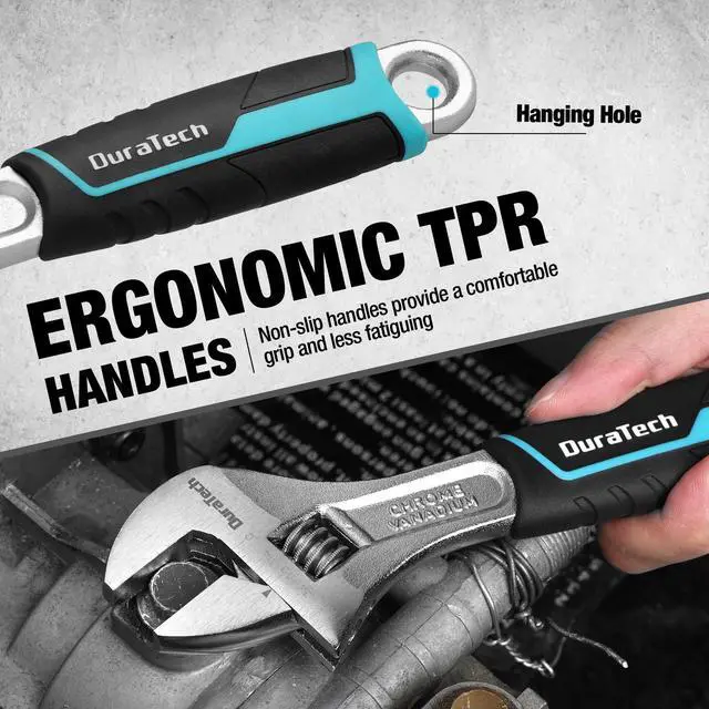 Alt view image 4 of 7 - 3 PCS Adjustable Wrench Set, 6", 8" & 10" Wide Jaw Wrenches | Cr-V Steel Wrenches, Metric & SAE Scales for Home, Garage and Workshop Use