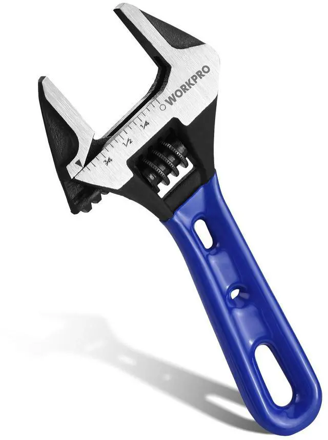 Main image of 4-Inch Stubby Adjustable Wrench, 0.94-Inch Extra Wide Jaw Opening | Metric/SAE Scales, Cr-V Steel, Ideal for Confined Spaces