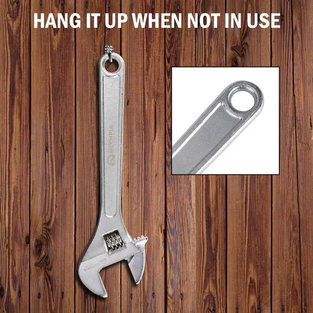 Alt view image 5 of 7 - 10" Adjustable Wrench, Heavy Duty Drop Forged Steel, Chrome Plated, Precision Machined Jaws, Rust Resistant