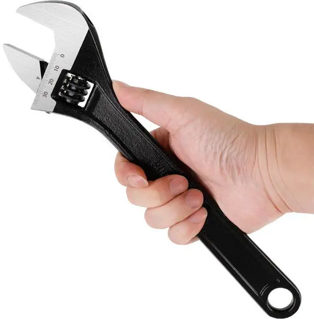 Alt view image 4 of 6 - Adjustable Wrench 8 Inch Heavy Duty Wide Jaw Opening Wrench for Automotive Plumbing Household Garage Repairs