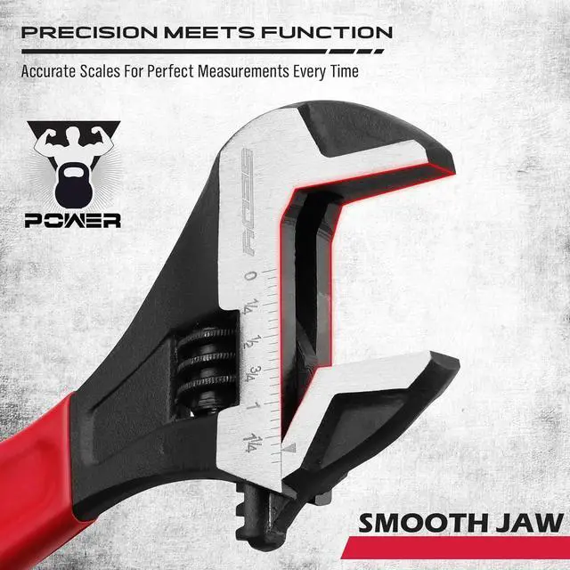 Alt view image 3 of 7 - Adjustable Wrench Set Pipe Spanner: 6" 8" 10" Wide Jaw Black Oxide Wrench With Cushion Grip, Laser Marked Metric & SAE Scales, CR-V Steel for Professional