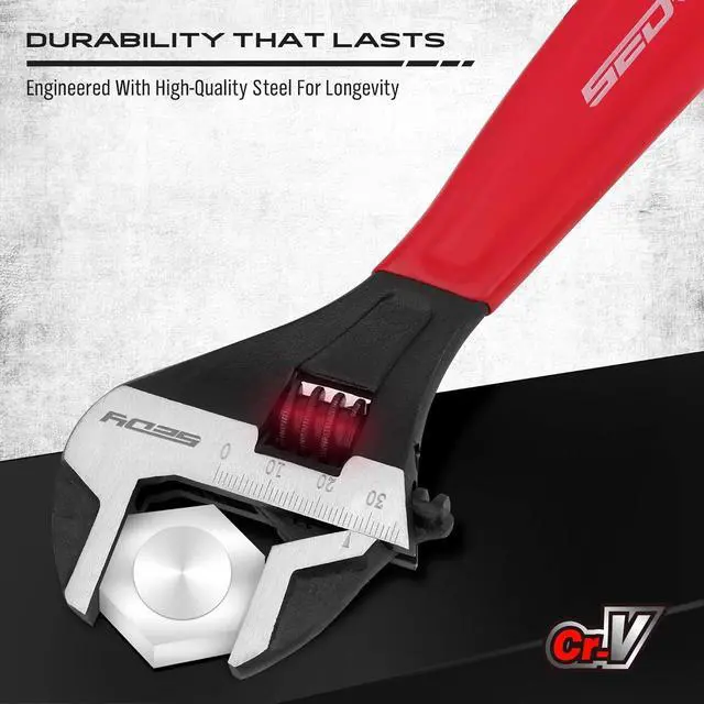 Alt view image 7 of 7 - Adjustable Wrench Set Pipe Spanner: 6" 8" 10" Wide Jaw Black Oxide Wrench With Cushion Grip, Laser Marked Metric & SAE Scales, CR-V Steel for Professional