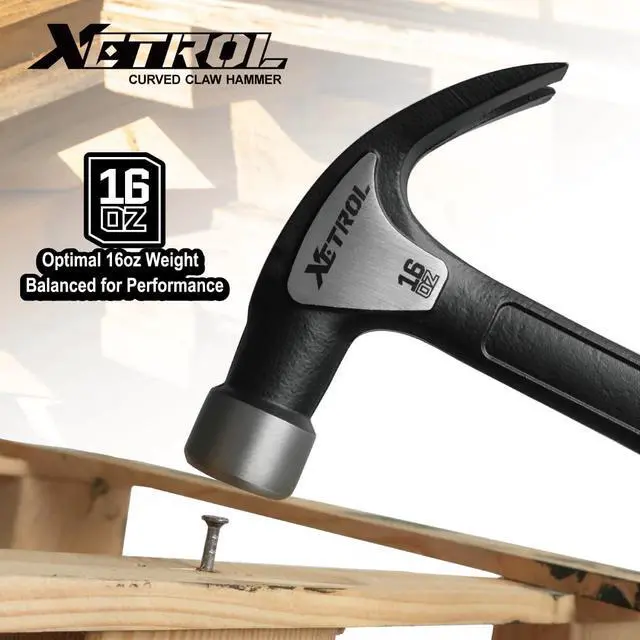 Alt view image 3 of 7 - Steel Curved Claw Hammer 16oz, Solid One Piece Steel Heavy Duty Curved Hammer, Shock-Absorbing Handle Design, Ergonomic Comfortable Grip, Enhanced Leverage for Nail Pulling