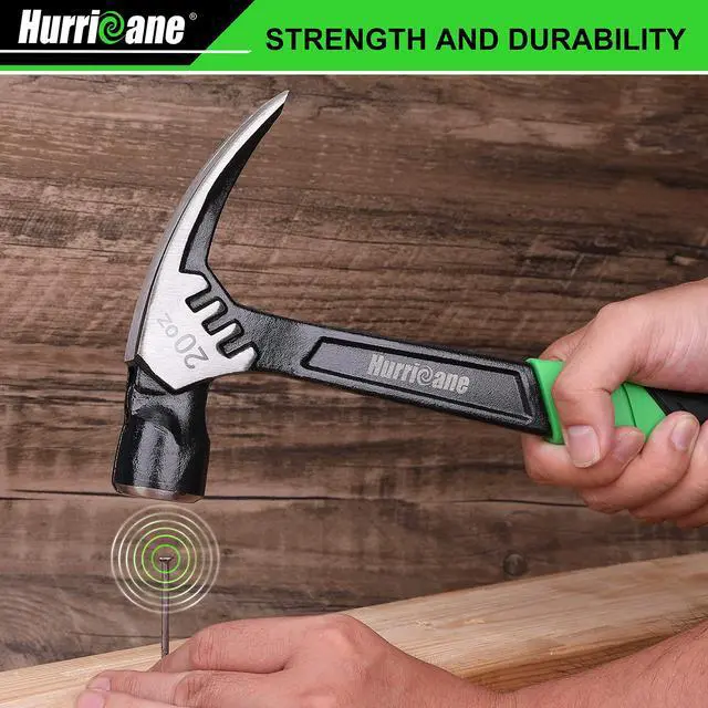 Alt view image 4 of 7 - 20 oz Claw Hammer with Magnetic Nail Holder, Straight Rip Claw Hammer with Shock-Absorbing Handle, Heavy Duty One-piece Forged Hammer