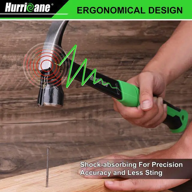 Alt view image 6 of 7 - 20 oz Claw Hammer with Magnetic Nail Holder, Straight Rip Claw Hammer with Shock-Absorbing Handle, Heavy Duty One-piece Forged Hammer